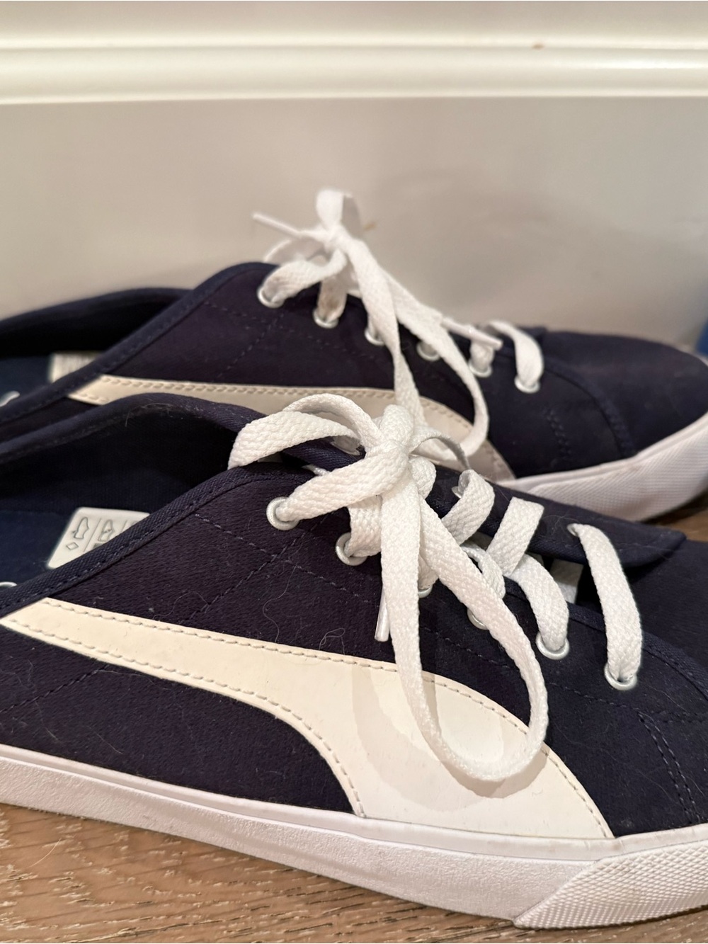 Puma Navy and White slip on Canvas Sneakers